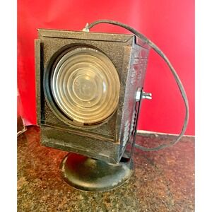 '40s Vintage Black Metal Stage Spotlight Incandescent- WORKS
